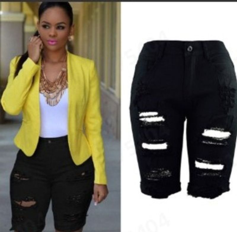 fashionable high-waisted ripped denim shorts for women_voghion.com