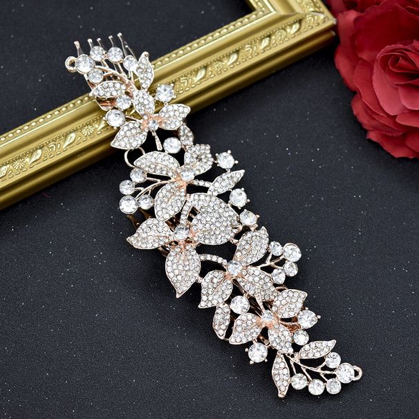 Žhavé prodejní svatební čelenka z kamínků ze slitiny zdobené třemi řadami hřebenů na vlasy boční dekorace vložit hřebenové doplňky_voghion.com