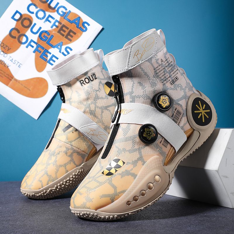 Pimedas helendavad kõrged korvpallijalatsid meestele kerged tossud Hingavad loomingulised fluorestseeruvad trendivõrkkingad_voghion.com