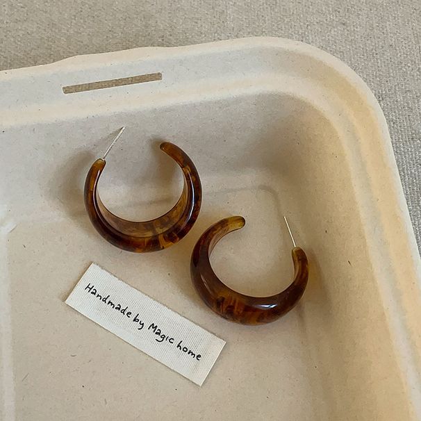 Orecchini a cerchio in resina minimalista di alta qualità a forma di C per donna, personalità della moda coreana di nicchia, versatili, per pendolari_voghion.com