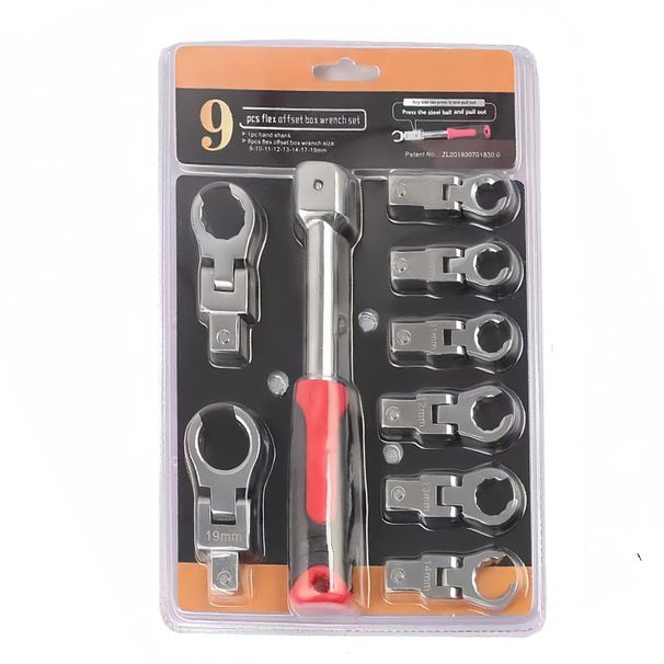 Set di chiavi a cricchetto a doppia testa SCO con cassetta degli attrezzi in plastica: utensili manuali resistenti per meccanici e appassionati del fai da te_voghion.com