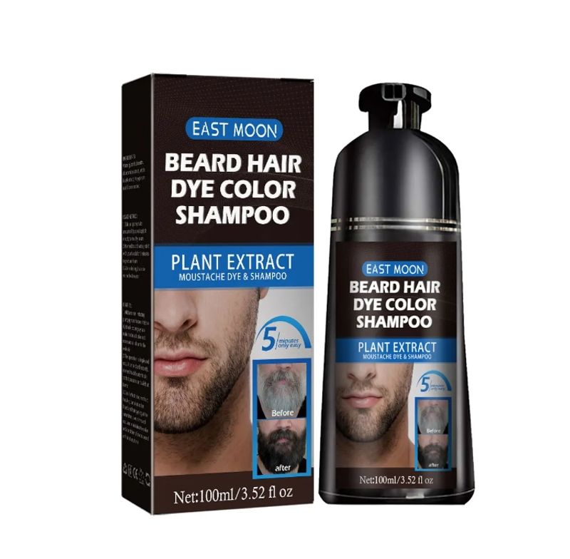 Shampoo de tintura natural para barba, reparação permanente, remoção instantânea de pelos brancos e grisalhos, tingimento instantâneo de bigode, escurecimento rápido, coloração de barba para homens_voghion.com