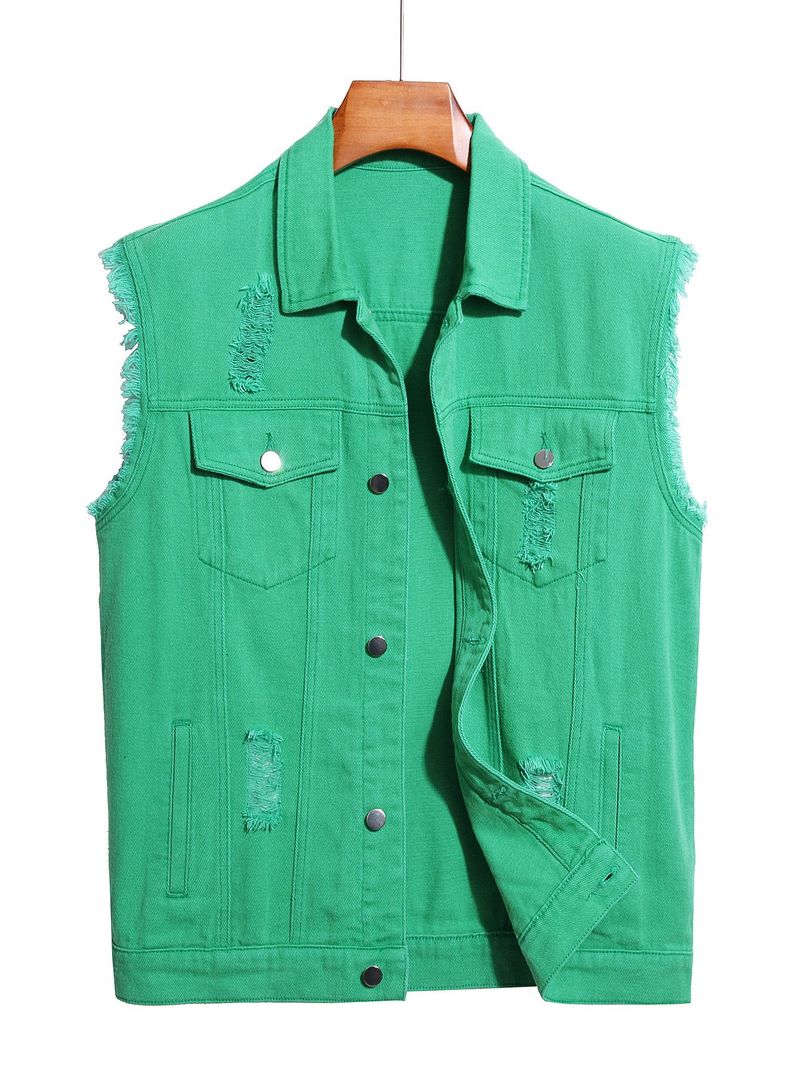 Herrenbekleidung New Style Trendy Fashion Denim Weste Einfache und vielseitige Casual Denim Jacke_voghion.com