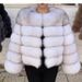 Luxury Faux Fur Coat With Fox Fur Trim, Warm Winter Jacket For Women, Short Puffer Coat With Long Sleeves, Stylish Outerwear For Fall & Winter_voghion.com