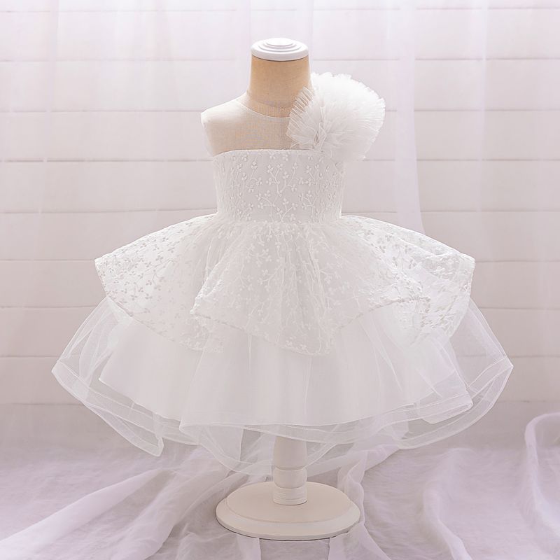 Kinderkleidung Kinderkleid Flauschiges Garn Schleppender großer Blumenrock Mädchen Prinzessinnenkleid Kinderpartykleid_voghion.com
