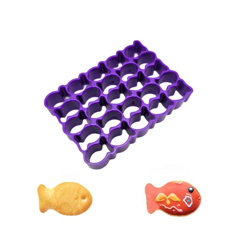25-Cavity Mini Goldfish Cookie Cutter - Purple Fish-Shaped Baking Mold For Cookies, Fondant & DIY Crafts_voghion.com