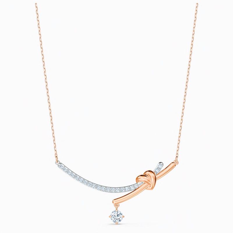 Collana con nodo romantico Twisted Love Collana con clavicola in cristallo elemento femminile_voghion.com