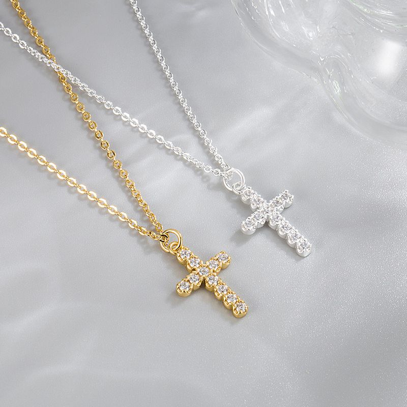 Full Diamond Cross Necklace For Women New Versatile Daily Commuting Proxy Purchasing And Shipping Exquisite Hot Girl_voghion.com