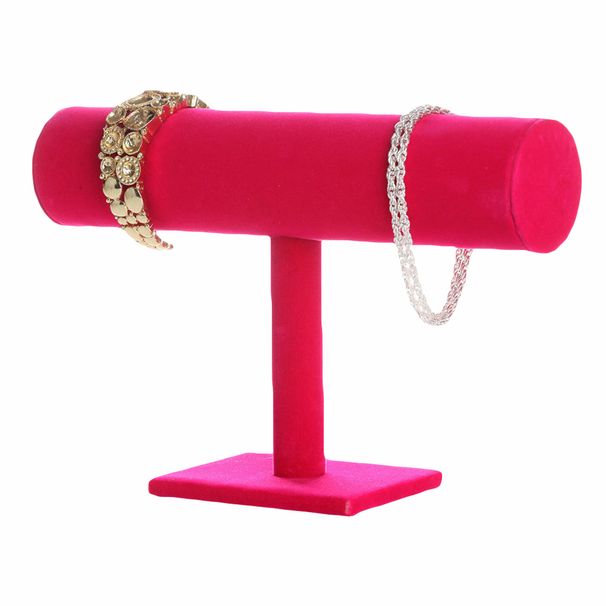 Qianbihe Moda Velluto Bracciale Bangle Collana Gioielli Display Stand Organizer-Nero_voghion.com