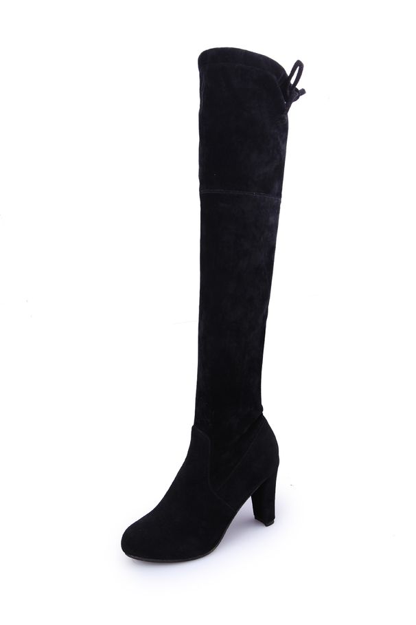 2017 Autumn new long boots European and American over-the-knee boots pointed matte leather thick heel high heel boots women's long boots_voghion.com