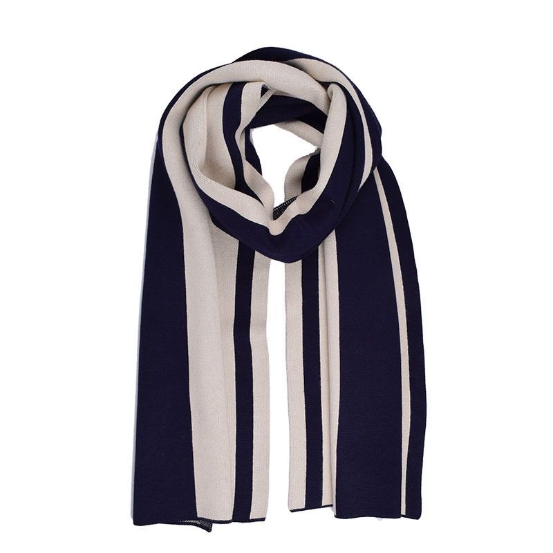 Winter New Knitted Korean Edition Men's Simple Geometric Scarf Woolen Neck Student Long Style Young People_voghion.com