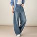 Jeans Damen Herbst Neue Kleine Faule Entspannte Sichelhose Weite Beinhose_voghion.com