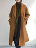 Damen-Trenchcoat, lang, Wollmischung, Gürtel, Wickelmantel, eleganter, locker geschnittener Mantel für Büro und Freizeit_voghion.com
