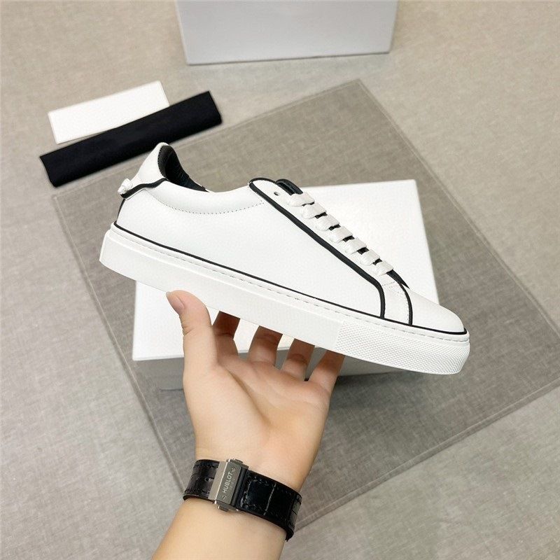 Nuove scarpe da ginnastica basse Ji bianche a righe in vera pelle con lacci, alla moda, versatili, da uomo, semplici e alla moda, stile G Family_voghion.com