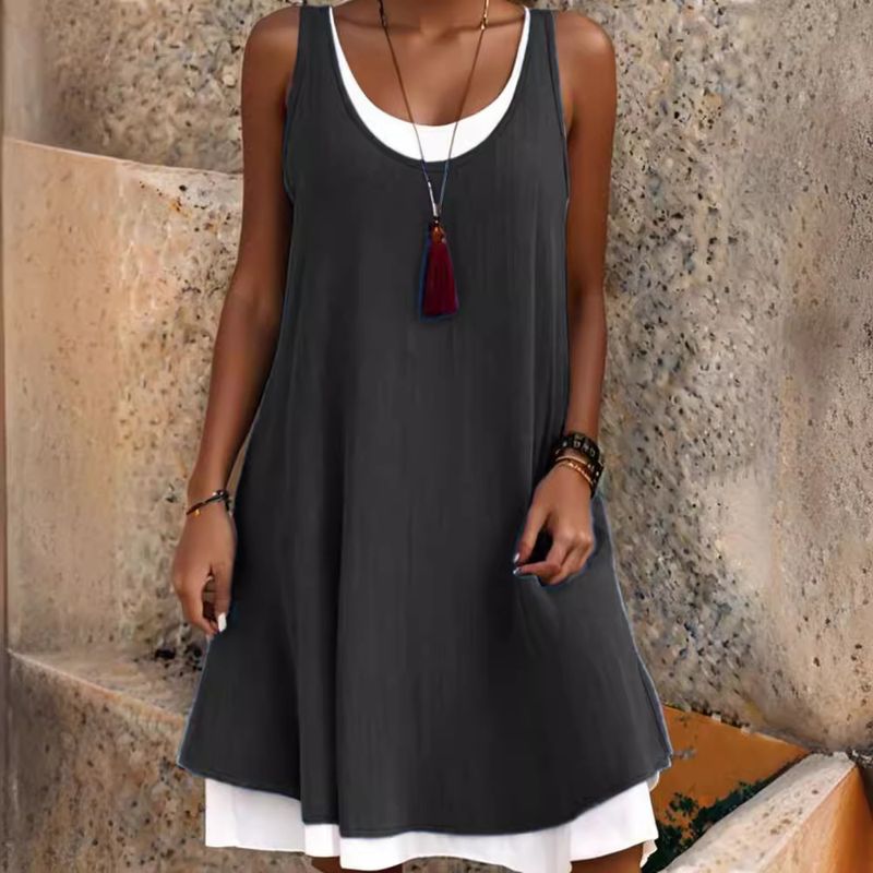Lässiges ärmelloses Sommerkleid für Damen_voghion.com