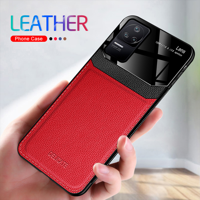 PocoF4 Case Leather Plexiglass Back Cover For Xiaomi Poco F4 F 4 5G TPU Soft Frame Shockproof Protect Fundas Poxo Poko L_voghion.com