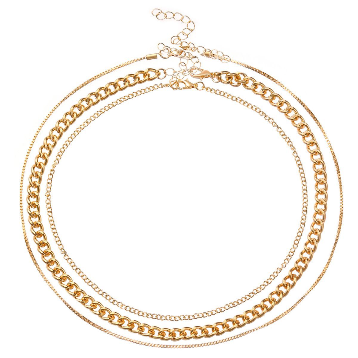 Hip-hop Punk Personality Chain Three-piece Necklace Female European And American Ins Three-layer Stacked Collarbone Chain Unisex_voghion.com