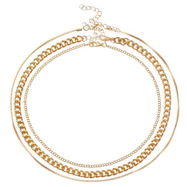 Hip-hop Punk Personality Chain Three-piece Necklace Female European And American Ins Three-layer Stacked Collarbone Chain Unisex_voghion.com