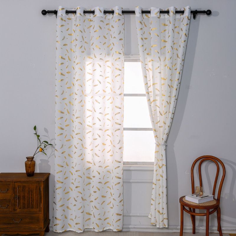 New Style Gold Stamped Curtain Blackout Living Room Bedroom Small Fresh Curtain Modern Simple Style_voghion.com