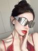 LazyZoom Fashion One-Piece Sunglasses Y2g Mercury Reflective Riding Glasses Women's Fashionable Big Face Technology Sense Hiking_voghion.com