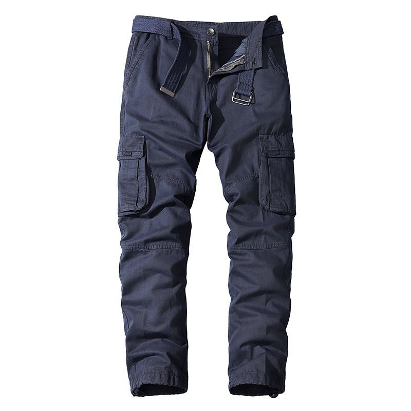 Pantaloni casual cargo multitasche larghi dritti in puro cotone da uomo_voghion.com