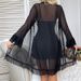 Completo da notte con sottoveste in pizzo trasparente e scollo a V profondo - Indumenti da notte sexy per donna, nero (S-Xl) Tendenze moda Scollo a V profondo_voghion.com