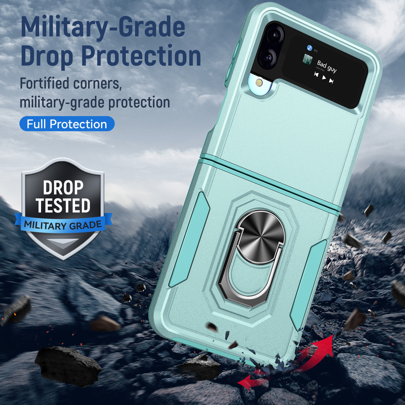 Capa dobrável anti-impressão digital com toque fosco para Samsung Galaxy Z Flip4 5G Flip 4 Zflip4 Suporte para anel de dedo Capa F_voghion.com