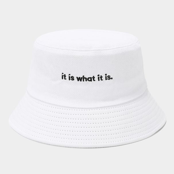 Stilig enkel bøttehatt med broderte bokstaver for kvinner, sommer, utendørs fritid, solhatt for menn, bassenghatt_voghion.com