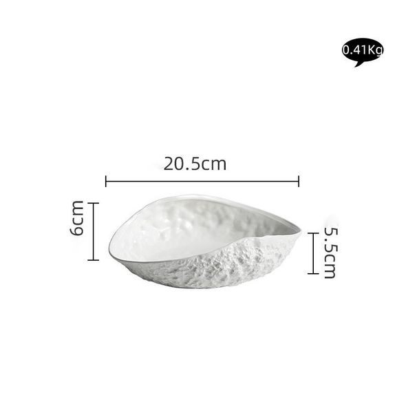 Rock Pattern Shell High-end Huishoudelijk Keramiek 2025 New Light Luxe Grote Gestoomde Vissoep Bord Hotel Servies_voghion.com