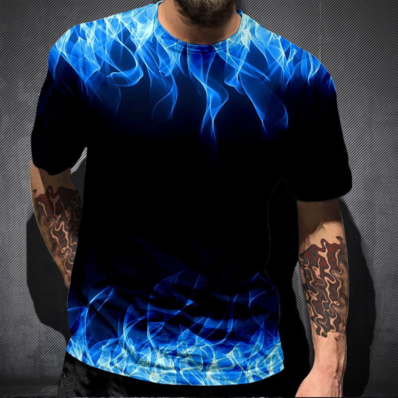 New Summer 2023 3D Digital Printed Short Sleeve T-shirt Loose Men's Top_voghion.com
