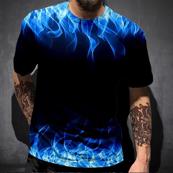 New Summer 2023 3D Digital Printed Short Sleeve T-shirt Loose Men's Top_voghion.com