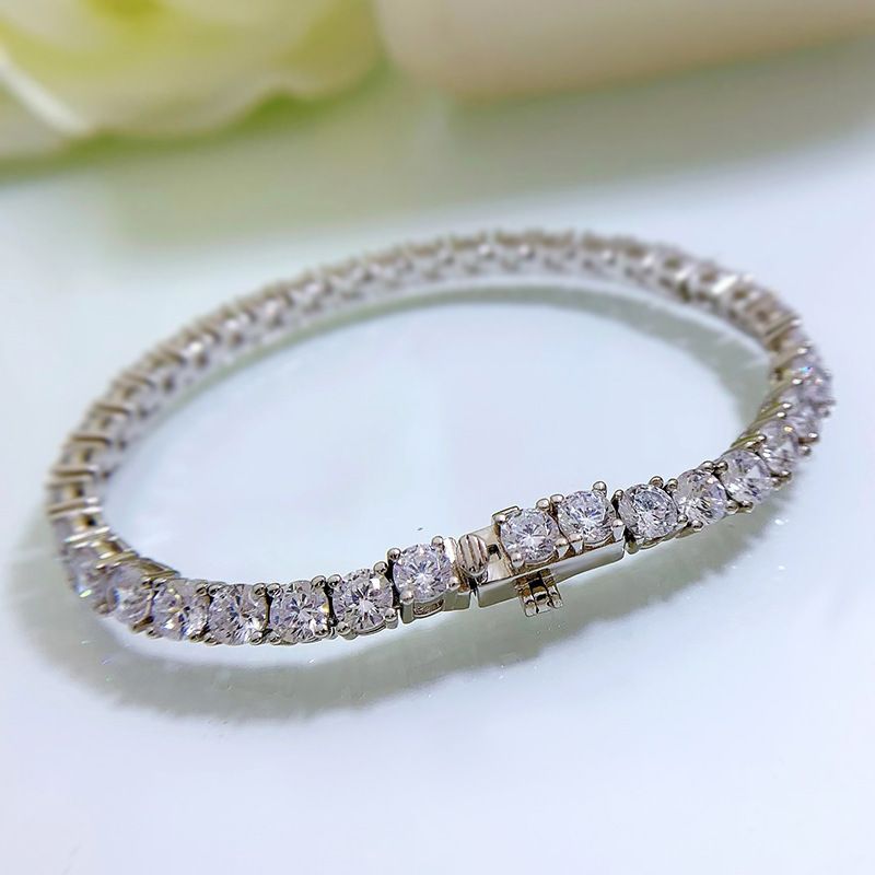 Bracciale in oro Longlong, nuovo modello S ad alto tenore di carbonio, 4 mm, placcato in platino puro, splendida catena in argento con diamanti._voghion.com