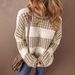 Shiying Autumn New Round Neck Knitted Top Wom, Casual, Simple, Fashionable, Color blocked Printed Warm Sweater for_voghion.com