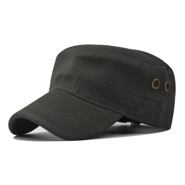 Cappello da uomo alla moda, stile militare primaverile, tutto in cotone, con parte superiore piatta_voghion.com