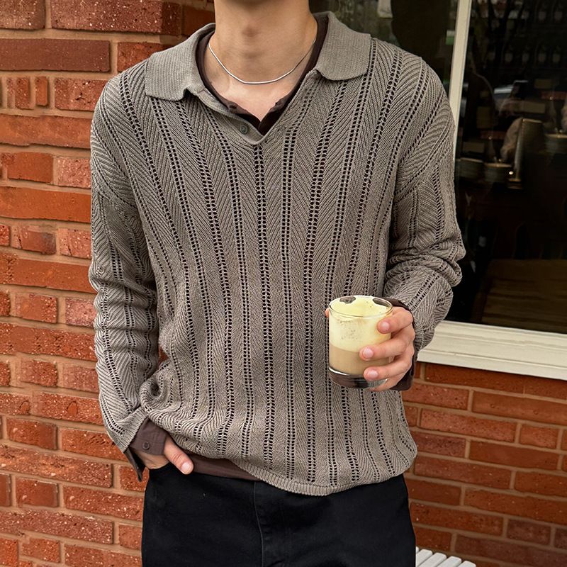 Herrenbekleidung V-Ausschnitt Herren Strickpullover Oberteile Atmungsaktiv Jugendlich Lässig Herren Oberteile_voghion.com
