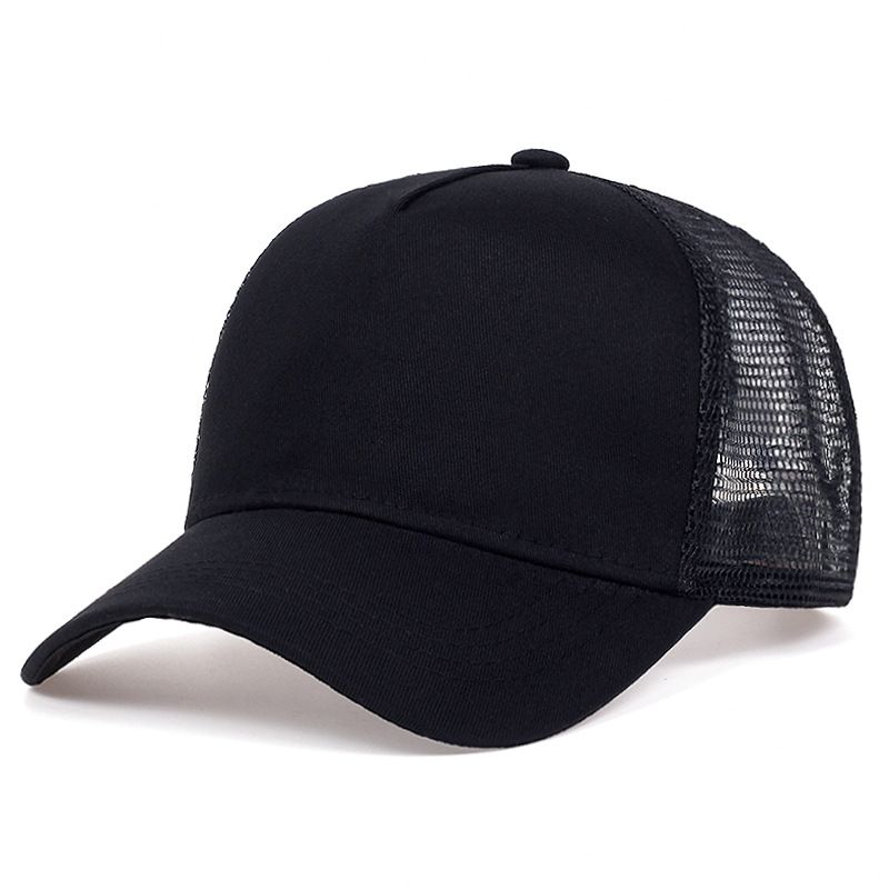 Basic pure color light board breathable baseball cap summer sunshade net cap five-piece hat trucker hat_voghion.com