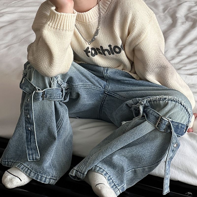 Kid's Clothing Boys overalls spring and autumn 2024 new autumn children's clothing handsome loose jeans big boy autumn clothing_voghion.com