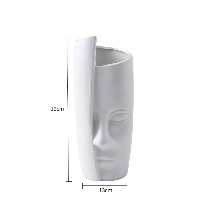 Abstrakcyjna twarz człowieka, prosta ceramiczna, kreatywna, zielona ozdoba do domu, sukulent, świeża doniczka z rośliną_voghion.com