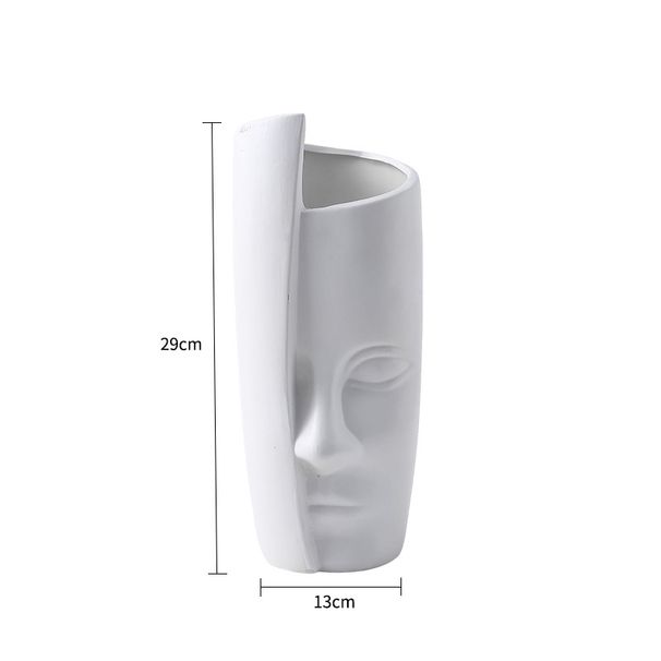 Abstrakcyjna twarz człowieka, prosta ceramiczna, kreatywna, zielona ozdoba do domu, sukulent, świeża doniczka z rośliną_voghion.com