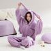 Bunny Autumn And Winter One-piece Pajamas Women's Thickened And Velvet Thermal Hooded Loungewear_voghion.com