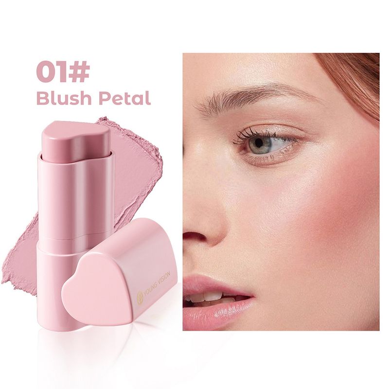 YOUNG VISION 6-farbiger herzförmiger Creme-Rougestift, 3-in-1-Kontur- und Lippentönung, mattes Finish, langanhaltend, leicht zu verblenden, für Wangen, Lippen und Gesicht_voghion.com