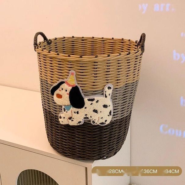 Große Kapazität Niedlichen Welpen Rattan Wäschekorb Hause Schmutzige Kleidung Lagerung Bin Hochwertige Ins Stil Badezimmer Student_voghion.com