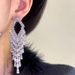 Copper alloy diamond-set waterfall earrings, silver temperament drooping geometric tassel light luxury thin earrings_voghion.com