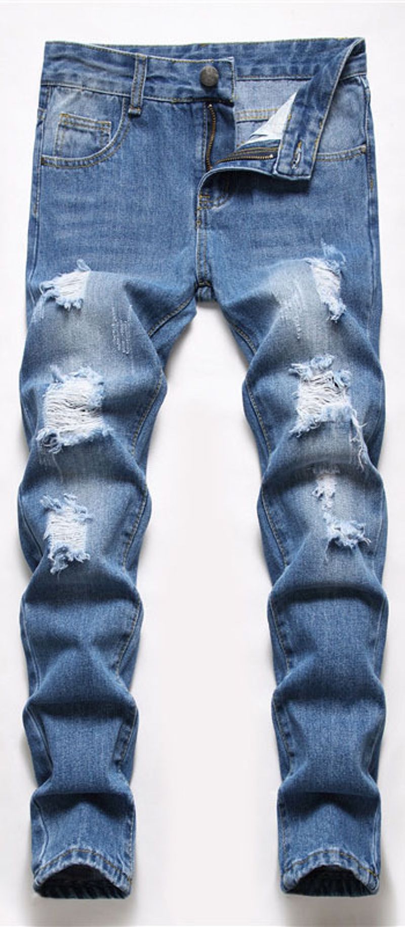 Mother Kids Medium And Large Supply Medium Blue Straight Hole Denim Trousers Four Seasons_voghion.com