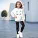 Mutter & Kinder INS Mädchen 2-teiliges Sweatshirt & Katzengesichts-Print Rundhals Langarm-Sweatshirt + Strumpfhose Set_voghion.com
