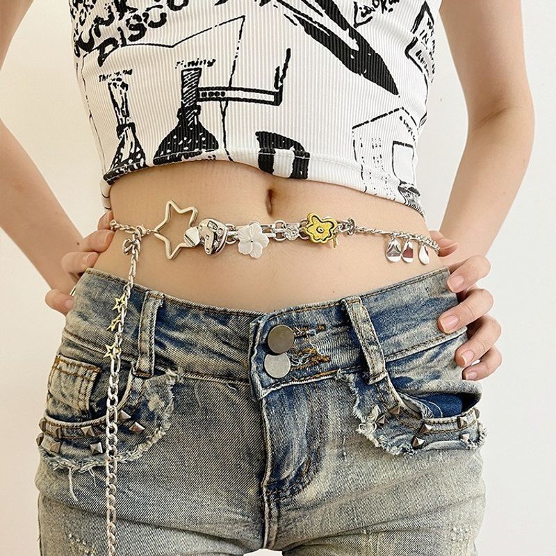 Y2K Lagen-Hüftkette - Verstellbarer Love Flower Körperschmuck für Retro-Outfits_voghion.com