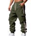 Men's Heavyweight Fleece-Lined Cargo Pants - Winter Warm Workout Joggers With Drawstring & Multi-Pockets_voghion.com