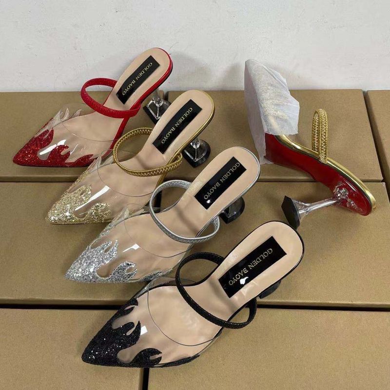 Sapatos femininos trocam sapatos de salto alto com bico fino, calçados confortáveis e elegantes com bico fino e calçados simples para ambientes externos_voghion.com