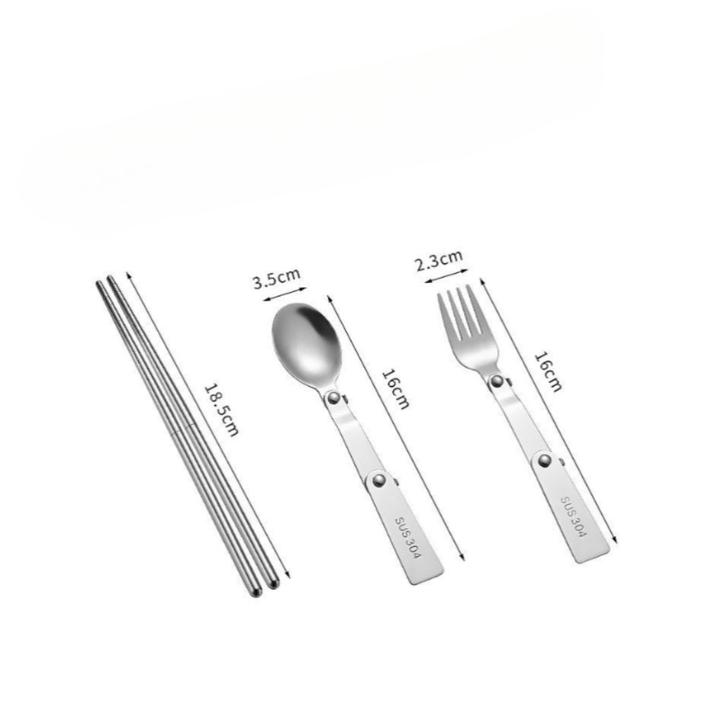 Stoviglie essenziali portatili pieghevoli in acciaio inossidabile 304 Materiale Attrezzatura creativa per campeggio all'aperto Design staccabile_voghion.com