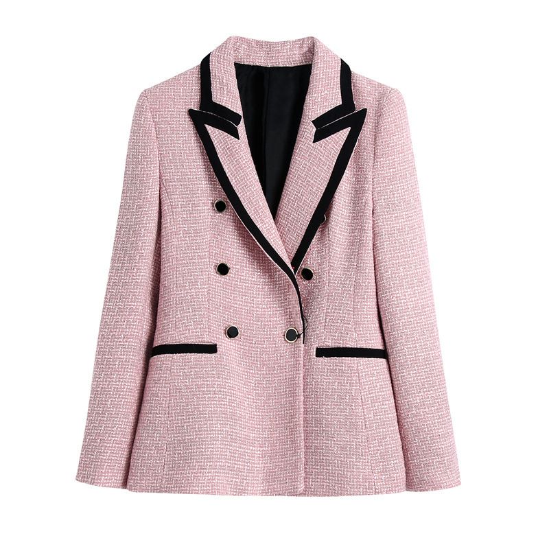 Damenbekleidung neue Wolltextur Spitze schlanke lässige Anzugjacke_voghion.com